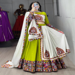 Traditional Mirror Work Rayon Cotton Lehenga Choli Set